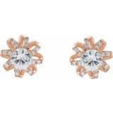 14K Rose Sapphire & 1/6 CTW Diamond Halo-Style Earrings photo 2