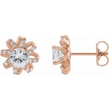 14K Rose Sapphire & 1/6 CTW Diamond Halo-Style Earrings photo