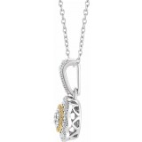 14K White & Yellow 1/6 CTW Diamond Halo-Style 16-18 Necklace photo 2