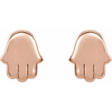 14K Rose Hamsa Earrings photo 2