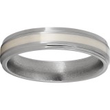 Titanium Flat Band with Grooved Edges, a 2mm Sterling Silver Inlay and Satin Finish photo