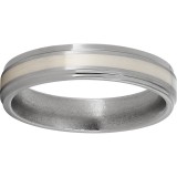 Titanium Flat Band with Grooved Edges, a 2mm Sterling Silver Inlay and Satin Finish photo