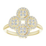 14K Yellow 1/2 CTW Diamond Clover Ring photo 3