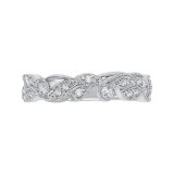 Shah Luxury 14K White Gold Diamond Leaf Design Wedding Band photo