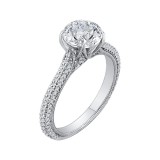 Shah Luxury Round Diamond Cathedral Style Engagement Ring In 14K White Gold (Semi-Mount) photo 2