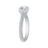 Shah Luxury Round Diamond Cathedral Style Engagement Ring In 14K White Gold (Semi-Mount) photo 3