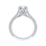 Shah Luxury Round Diamond Cathedral Style Engagement Ring In 14K White Gold (Semi-Mount) photo 4