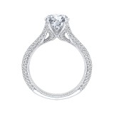 Shah Luxury Round Diamond Cathedral Style Engagement Ring In 14K White Gold (Semi-Mount) photo 4