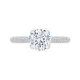 Shah Luxury Round Diamond Cathedral Style Engagement Ring In 14K White Gold (Semi-Mount) photo