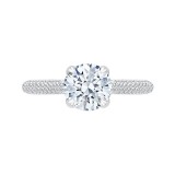 Shah Luxury Round Diamond Cathedral Style Engagement Ring In 14K White Gold (Semi-Mount) photo