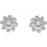14K White Sapphire & 1/6 CTW Diamond Halo-Style Earrings photo 2