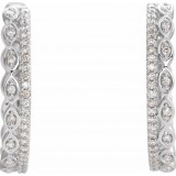 14K White 1/4 CTW Diamond Geometric Hoop Earrings photo 2