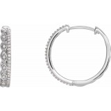 14K White 1/4 CTW Diamond Geometric Hoop Earrings photo
