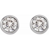 14K White 6.5 mm Round Forever Oneu2122 Moissanite Earrings photo 2