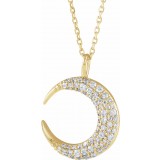 14K Yellow 1/3 CTW Diamond Crescent Moon 16-18 Necklace photo