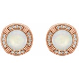 14K Rose Opal & 1/8 CTW Diamond Earrings photo 2