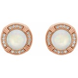 14K Rose Opal & 1/8 CTW Diamond Earrings photo 2