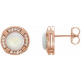 14K Rose Opal & 1/8 CTW Diamond Earrings photo