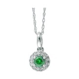 Gems One 10Kt White Gold Diamond (1/12Ctw) & Emerald (1/5 Ctw) Pendant photo