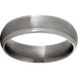 Titanium Domed Grooved Edge Band with Stone Finish photo