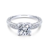 Gabriel & Co. 14k White Gold Victorian Straight Engagement Ring photo