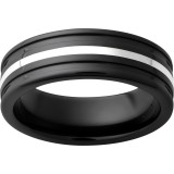 Black Diamond Ceramic Band with 1mm Sterling Silver Inlay photo