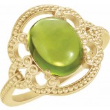 14K Yellow Peridot Granulated Design Ring photo