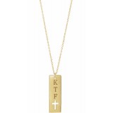 14K Yellow Pierced Cross Engravable Bar 16-18 Necklace photo 3