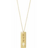 14K Yellow Pierced Cross Engravable Bar 16-18 Necklace photo 3