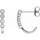 14K White 1/4 CTW Diamond J-Hoop Earrings photo