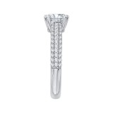 Shah Luxury 14K White Gold Euro Shank Emerald Diamond Cathedral Style Engagement Ring (Semi-Mount) photo 2