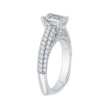 Shah Luxury 14K White Gold Euro Shank Emerald Diamond Cathedral Style Engagement Ring (Semi-Mount) photo 3
