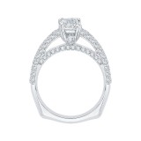Shah Luxury 14K White Gold Euro Shank Emerald Diamond Cathedral Style Engagement Ring (Semi-Mount) photo 4