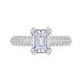 Shah Luxury 14K White Gold Euro Shank Emerald Diamond Cathedral Style Engagement Ring (Semi-Mount) photo