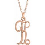 14K Rose Script Initial K 16-18 Necklace photo
