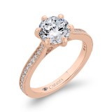 Shah Luxury 14K Rose Gold Round Diamond Engagement Ring (Semi-Mount) photo 2