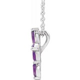 14K White Amethyst Cross Necklace photo 2