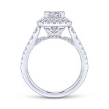Gabriel & Co. 14k White Gold Rosette Double Halo Engagement Ring photo 2