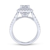 Gabriel & Co. 14k White Gold Rosette Double Halo Engagement Ring photo 2