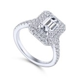 Gabriel & Co. 14k White Gold Rosette Double Halo Engagement Ring photo 3