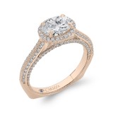Shah Luxury 14K Rose Gold Oval Diamond Halo Engagement Ring with Euro Shank (Semi-Mount) photo 2