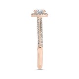 Shah Luxury 14K Rose Gold Oval Diamond Halo Engagement Ring with Euro Shank (Semi-Mount) photo 3