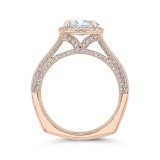Shah Luxury 14K Rose Gold Oval Diamond Halo Engagement Ring with Euro Shank (Semi-Mount) photo 4