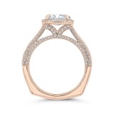Shah Luxury 14K Rose Gold Oval Diamond Halo Engagement Ring with Euro Shank (Semi-Mount) photo 4