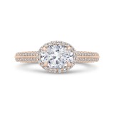 Shah Luxury 14K Rose Gold Oval Diamond Halo Engagement Ring with Euro Shank (Semi-Mount) photo