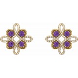 14K Yellow Amethyst & 1/4 CTW Diamond Earrings photo 2