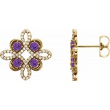 14K Yellow Amethyst & 1/4 CTW Diamond Earrings photo