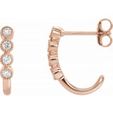 14K Rose 1/4 CTW Diamond J-Hoop Earrings photo