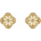 14K Yellow Vintage-Inspired Clover Earrings photo 2