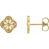 14K Yellow Vintage-Inspired Clover Earrings photo